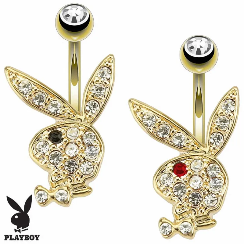 Piercing nombril Playboy plaqué or lapin