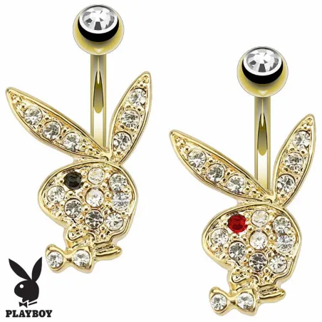 Piercing nombril Playboy plaqué or lapin