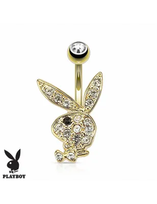 Piercing nombril Playboy plaqué or lapin