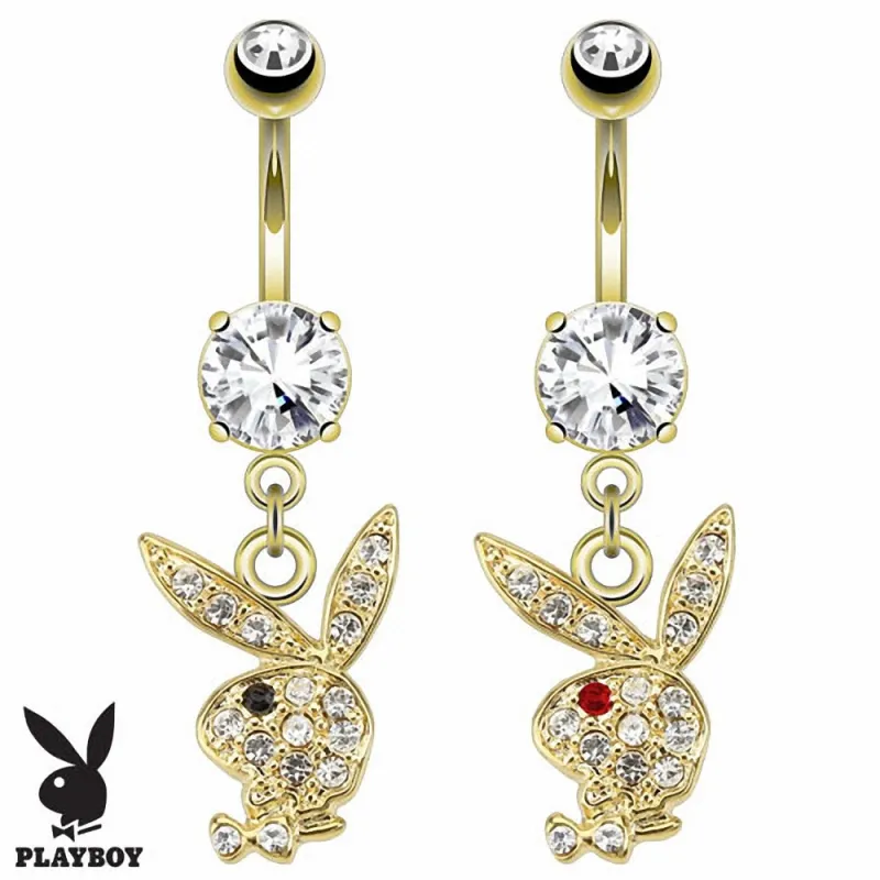 Piercing nombril Playboy plaqué or pendentif
