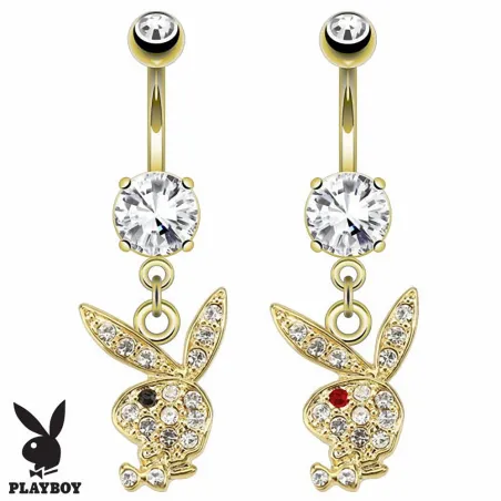 Piercing nombril Playboy plaqué or pendentif