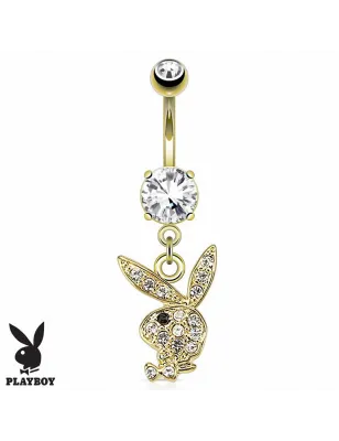 Piercing nombril Playboy plaqué or pendentif