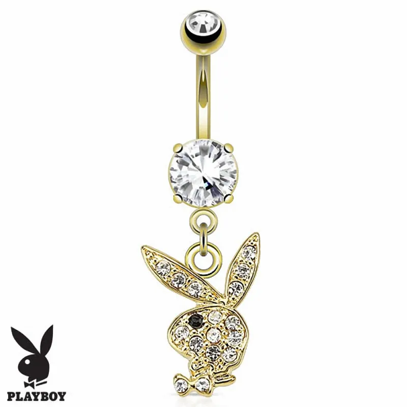 Piercing nombril Playboy plaqué or pendentif
