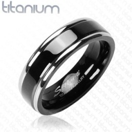 Bague en Titane solide avec Bande Noire - Bague homme et femme en titane