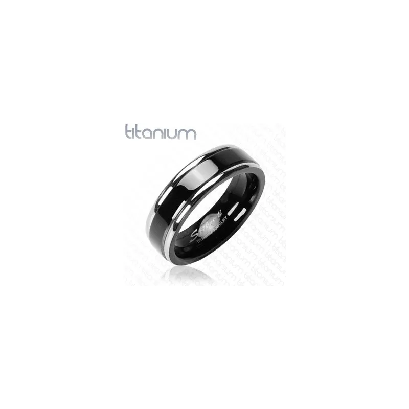 Bague en Titane solide avec Bande Noire