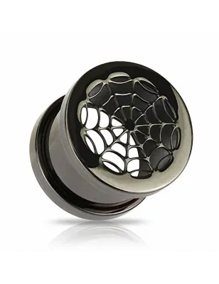 Piercing Tunnel Oreille Blackline Titanium Toile d'araignée