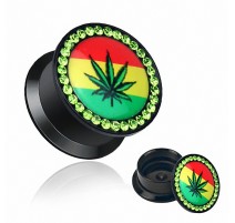 Piercing Plug Acrylique Jamaïque Cannabis 