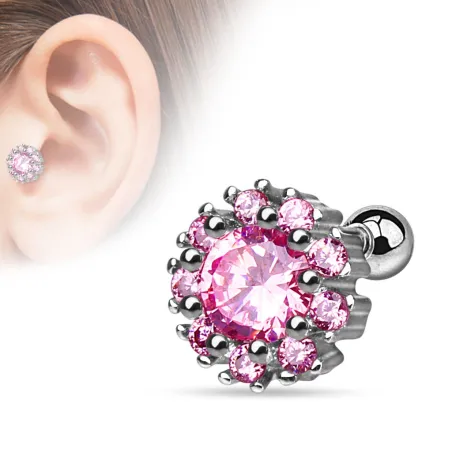 Piercing tragus fleur rose