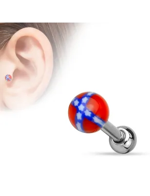 Piercing tragus drapeau rebelle américain