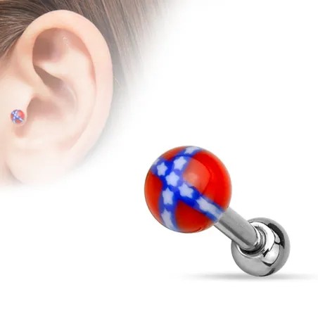Piercing tragus drapeau rebelle américain