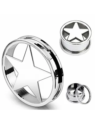 Piercing Tunnel Oreille Acier chirurgical Etoile
