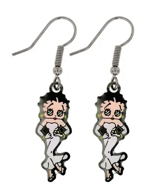 Paire Boucles d'oreilles pendantes Betty Boop "Robe Blanche"