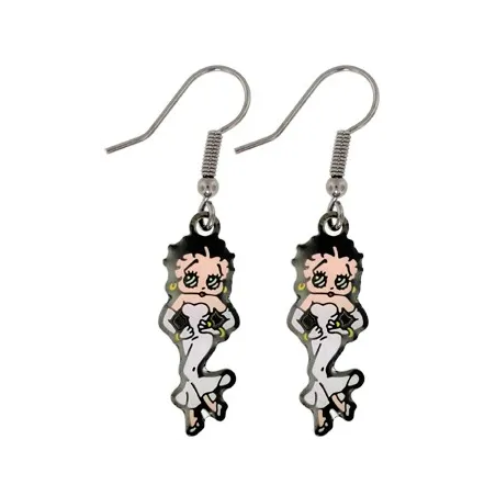 Paire Boucles d'oreilles pendantes Betty Boop "Robe Blanche"